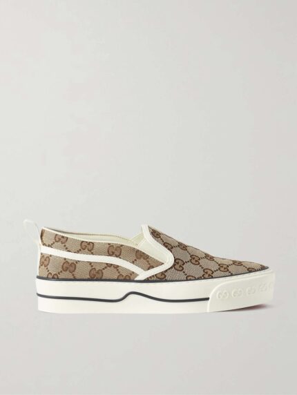 GUCCI Tennis 1977 printed canvas slip-on sneakers