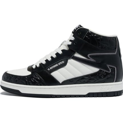 BLACK AND WHITE BAPE SHOES #6 PATENT LEATHER PACK